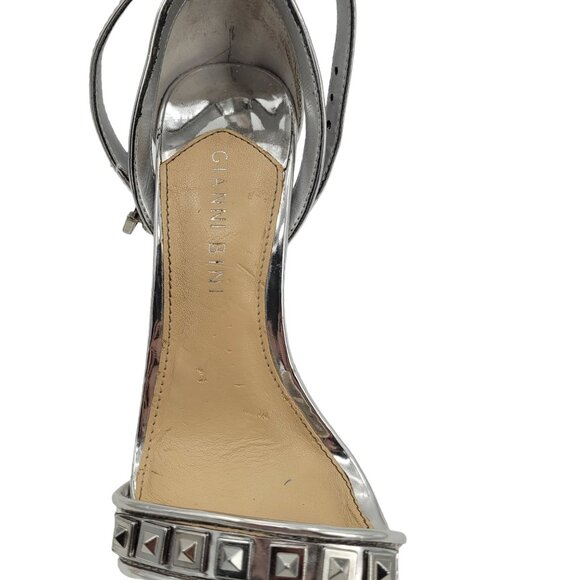 Gianni Bini Metallic Silver Color Ankle Strap Stiletto Heel Size 7 - Picture 6 of 11